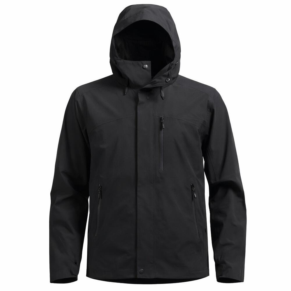 nau Hooded Waterproof Jacket Mens Large Black EcoCircle Rain Shell Minimalist